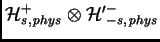 ${\cal H}^+_{s,\, phys}\otimes {\cal H}'{}^-_{
-s,\, phys}$
